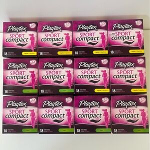 Playtex Sport Compact Tampons , 18ct ( 13-Regular, 23-Super ) , lot of 36 packs